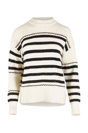 Product shot of the Stripe Detail Knit Jumper in colour Ivory (White), from the front