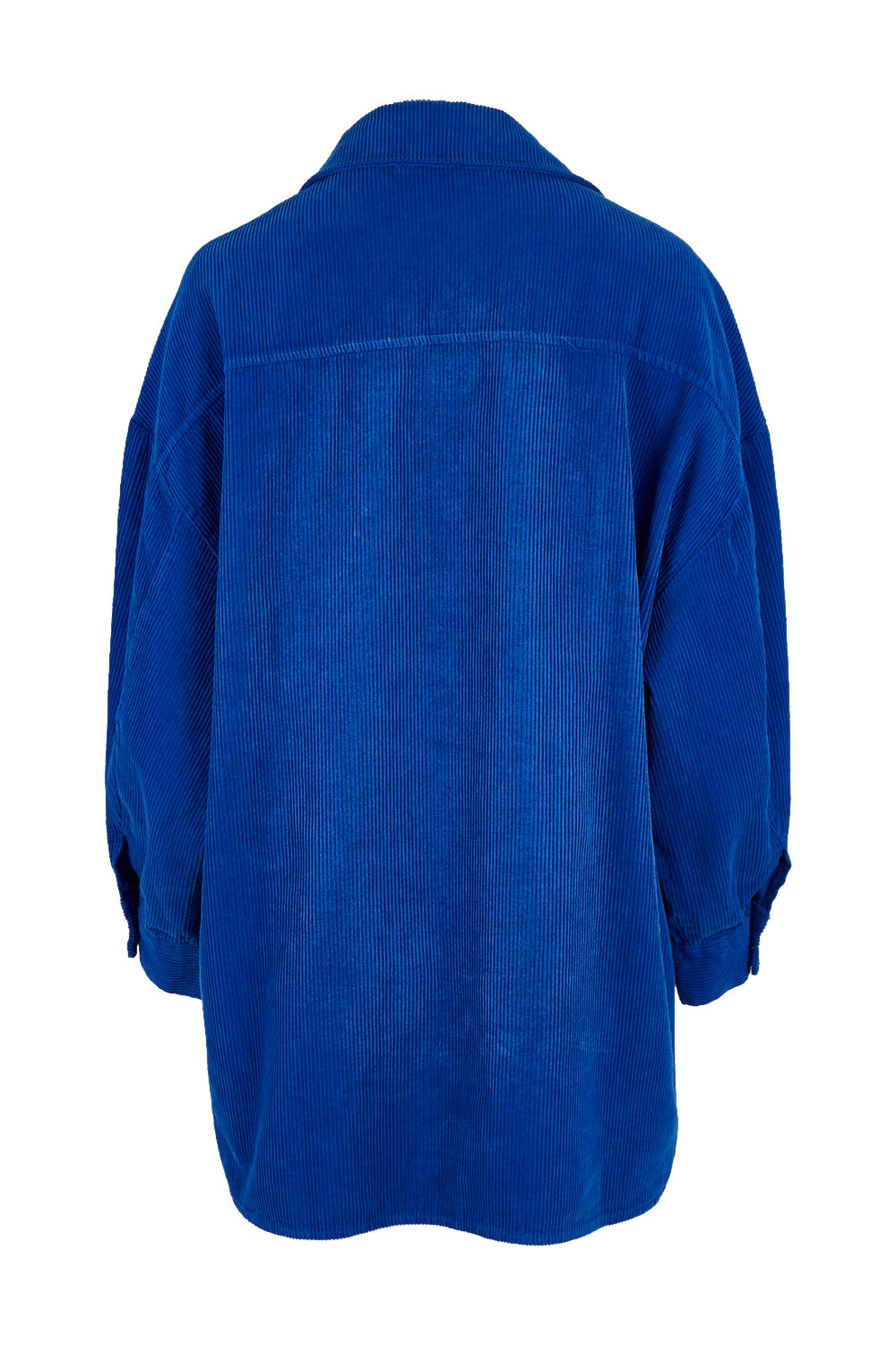 Product shot of the Zoe Cord Shacket in colour Cobalt (Blue), from the back