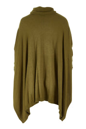 Product shot of the Poncho Pullover in colour Moss (Green), from the back