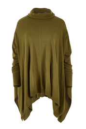 Product shot of the Poncho Pullover in colour Moss (Green), from the front