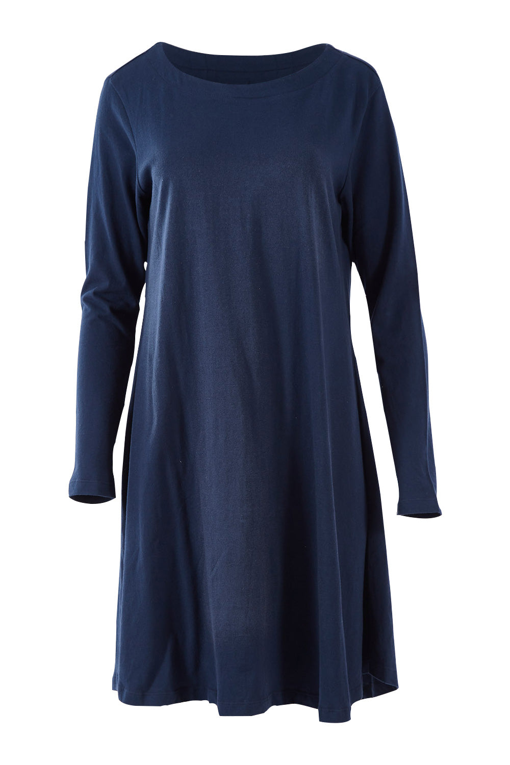 Product shot of the Pleat Back Dress in colour Ocean (Blue), from the front