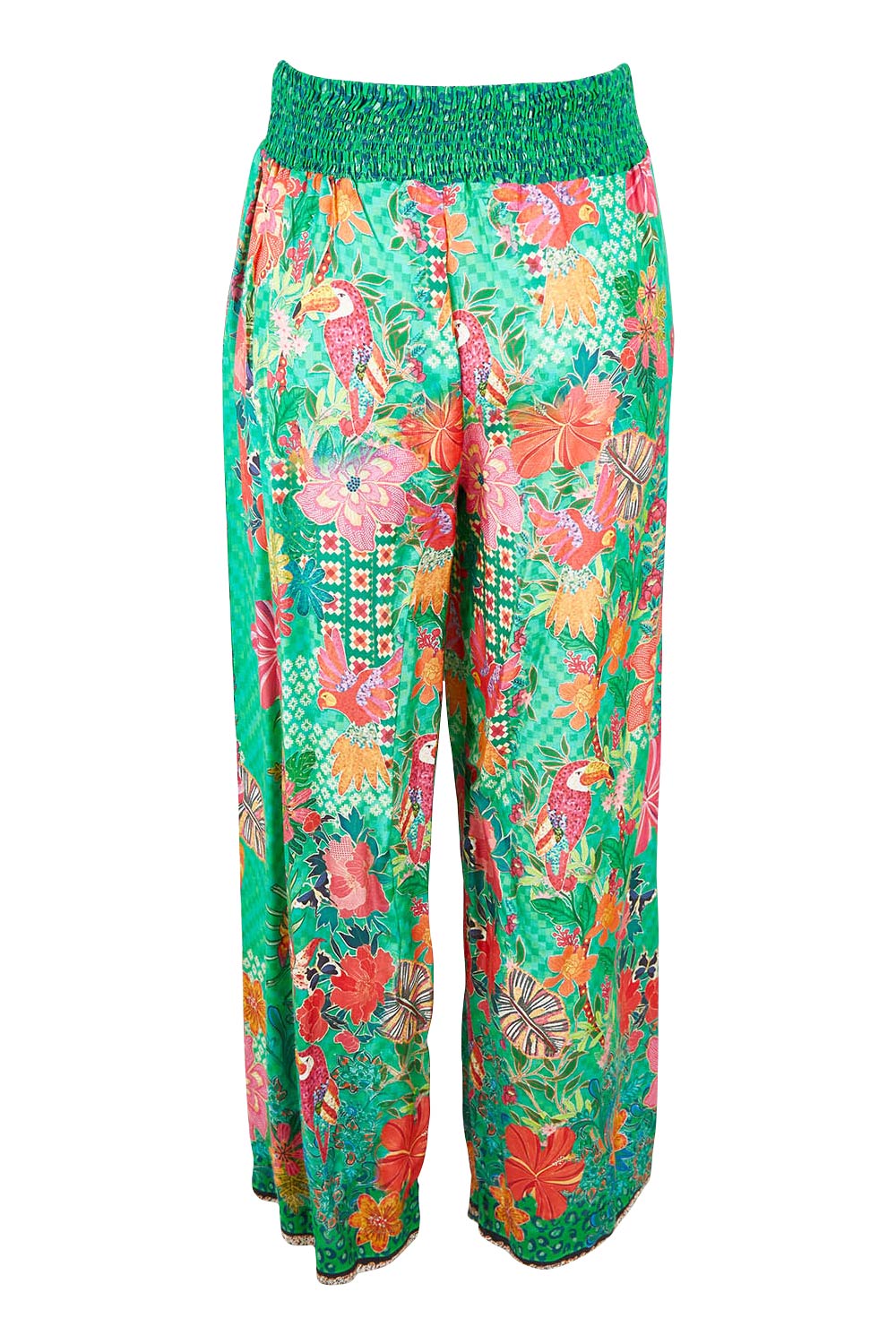 Product shot of the Eastern Pant in colour Emerald (Green), from the back