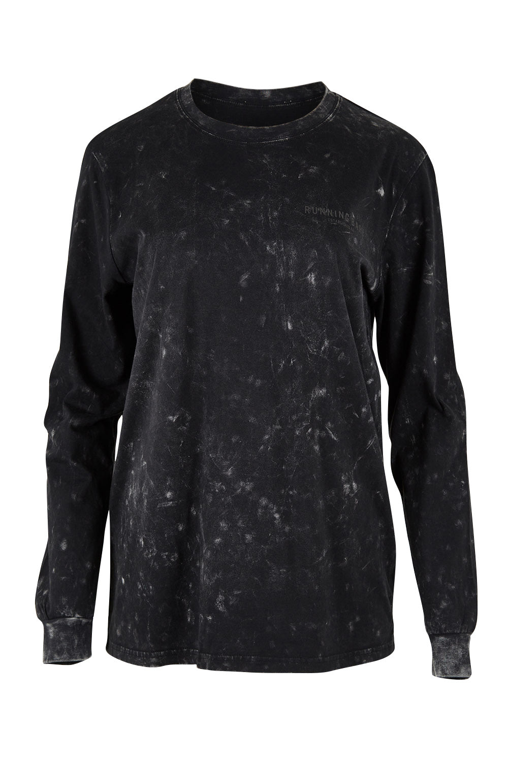 Product shot of the Hollywood 90'S Relax L/S Tee in colour Blackwash (Black), from the front