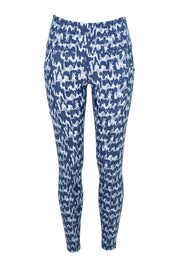 Product shot of the Ab Waisted Power Moves Tights in colour Tallulah (Blue), from the front