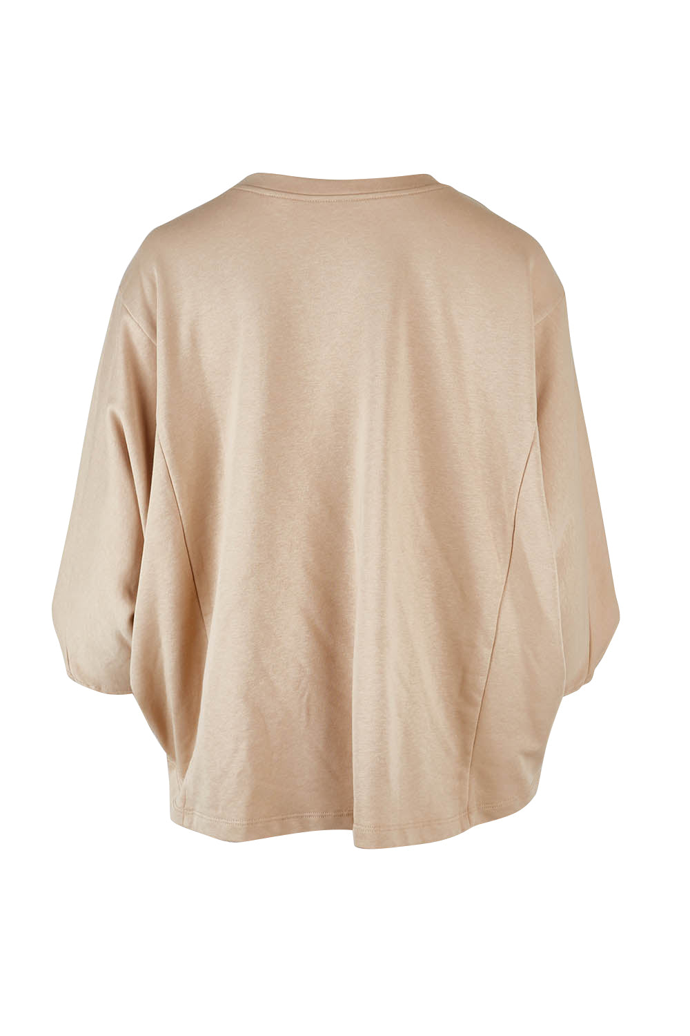 Product shot of the Cotton Terry Batwing Sweater in colour Porridge, from the back