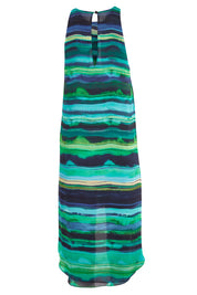 Product shot of the Lianne Hiin colourLow Dress - GreenStri (Green), from the back