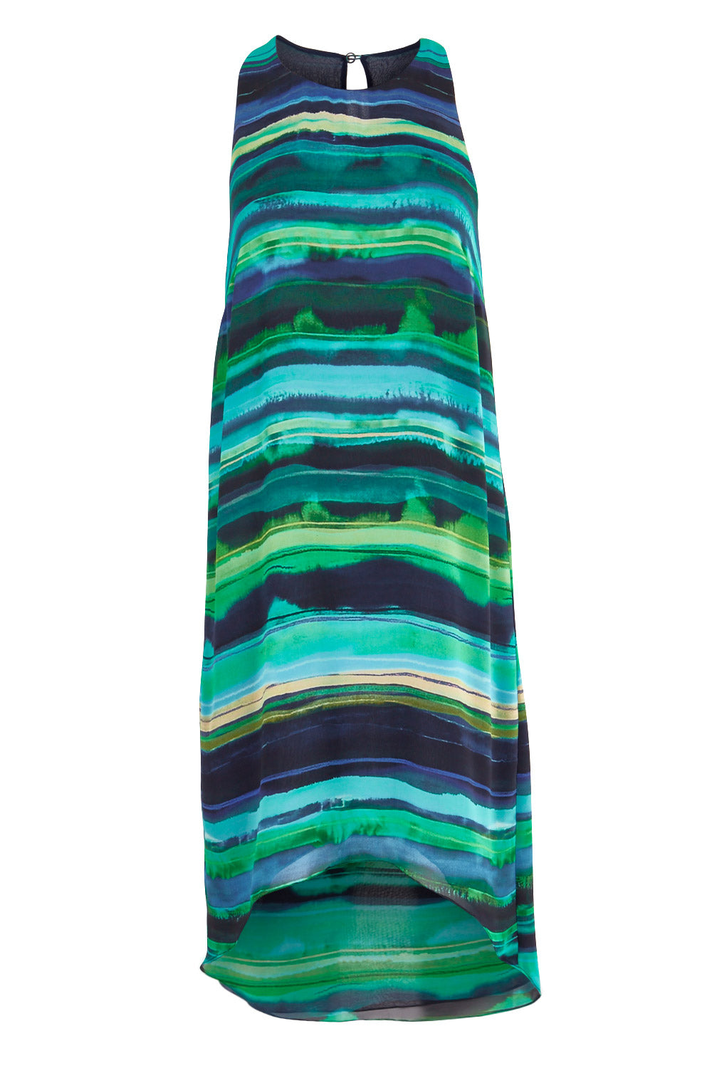 Product shot of the Lianne Hiin colourLow Dress - GreenStri (Green), from the front