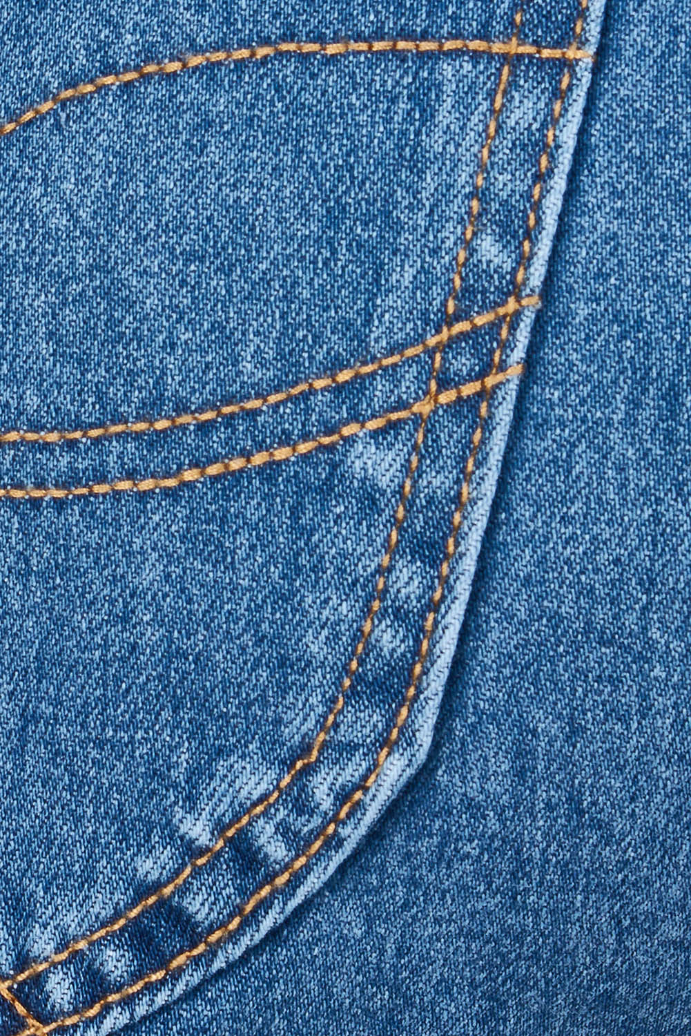 Product shot of the Katie Highin colourWaisted Front Pocket Wide Leg Jean - Middenim (Blue), detail