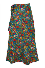Product shot of the Grace Cotton Wrap Skirt in colour Valla, from the back
