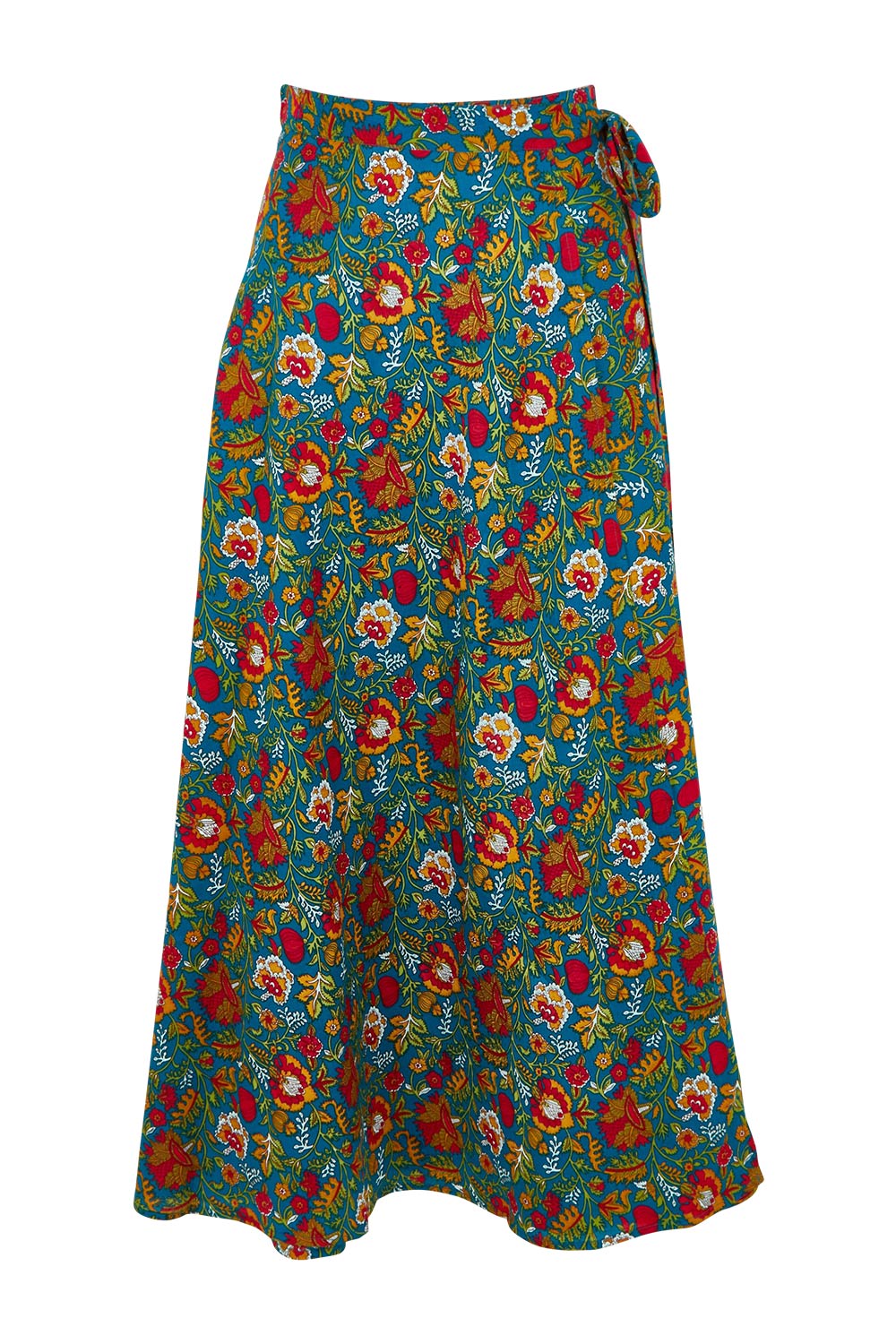 Product shot of the Grace Cotton Wrap Skirt in colour Valla, from the front