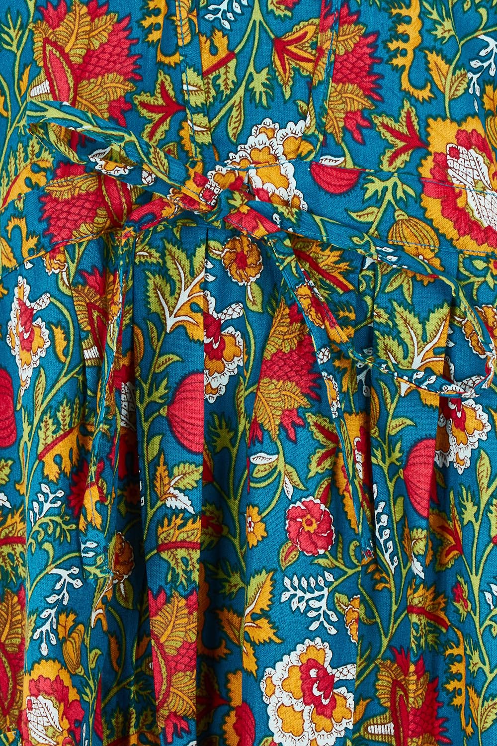 Product shot of the Chrissie Cotton Tunic Dress in colour Valla, detail