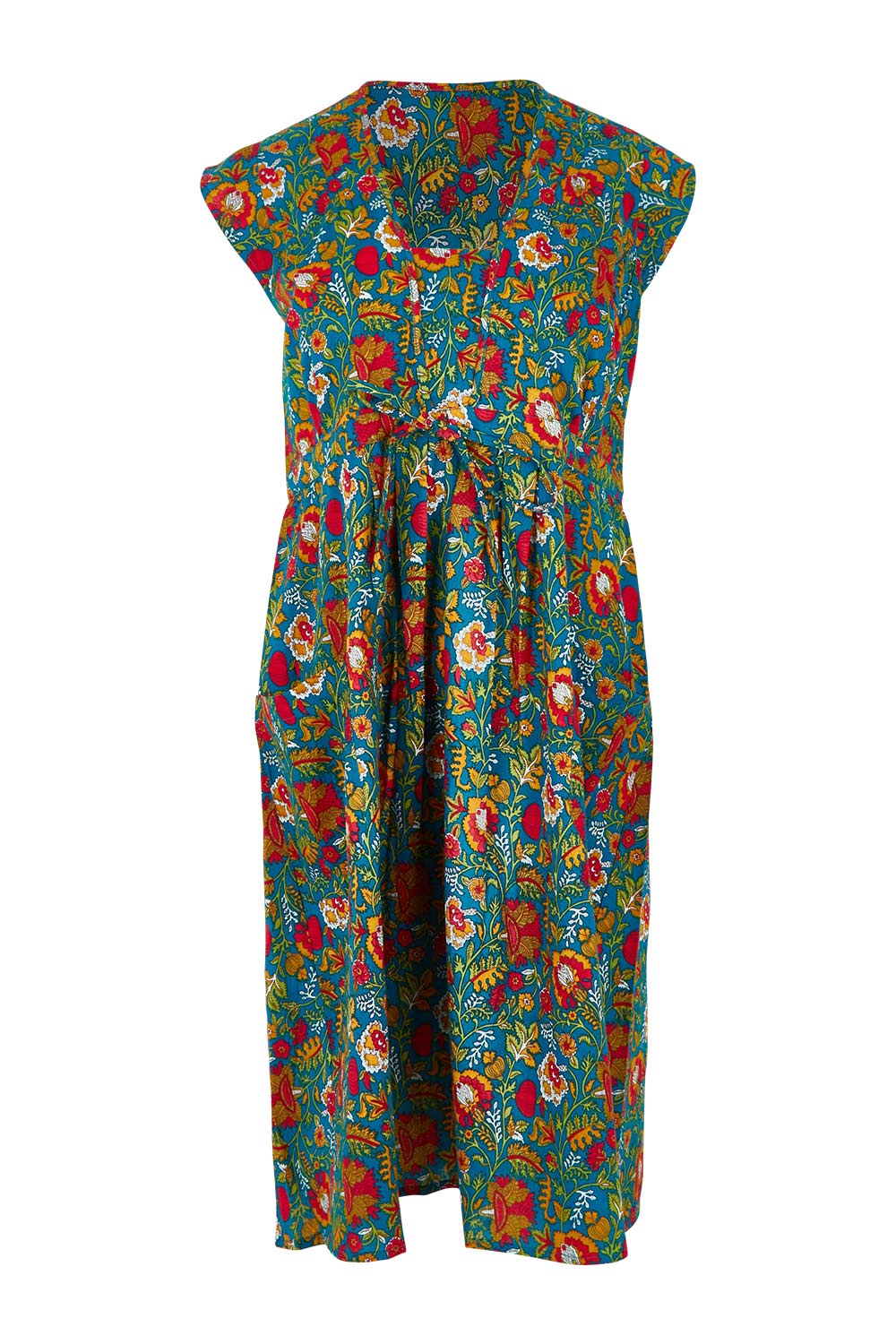 Product shot of the Chrissie Cotton Tunic Dress in colour Valla, from the front