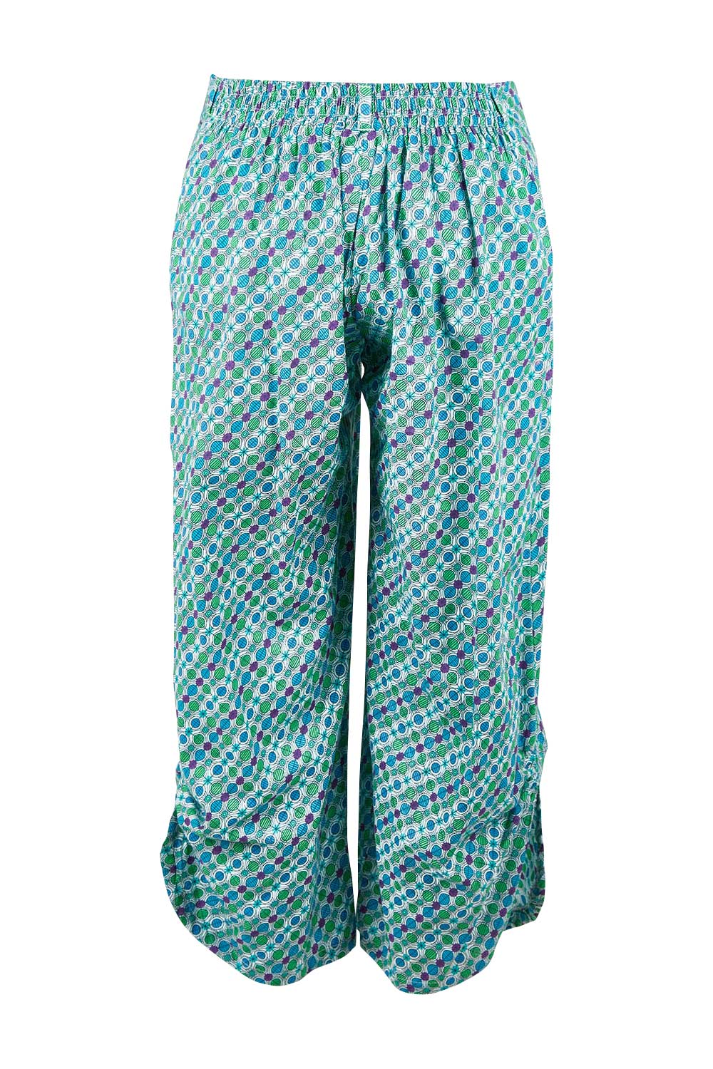 Product shot of the Henley Pant in colour Emmaprint (Blue), from the back