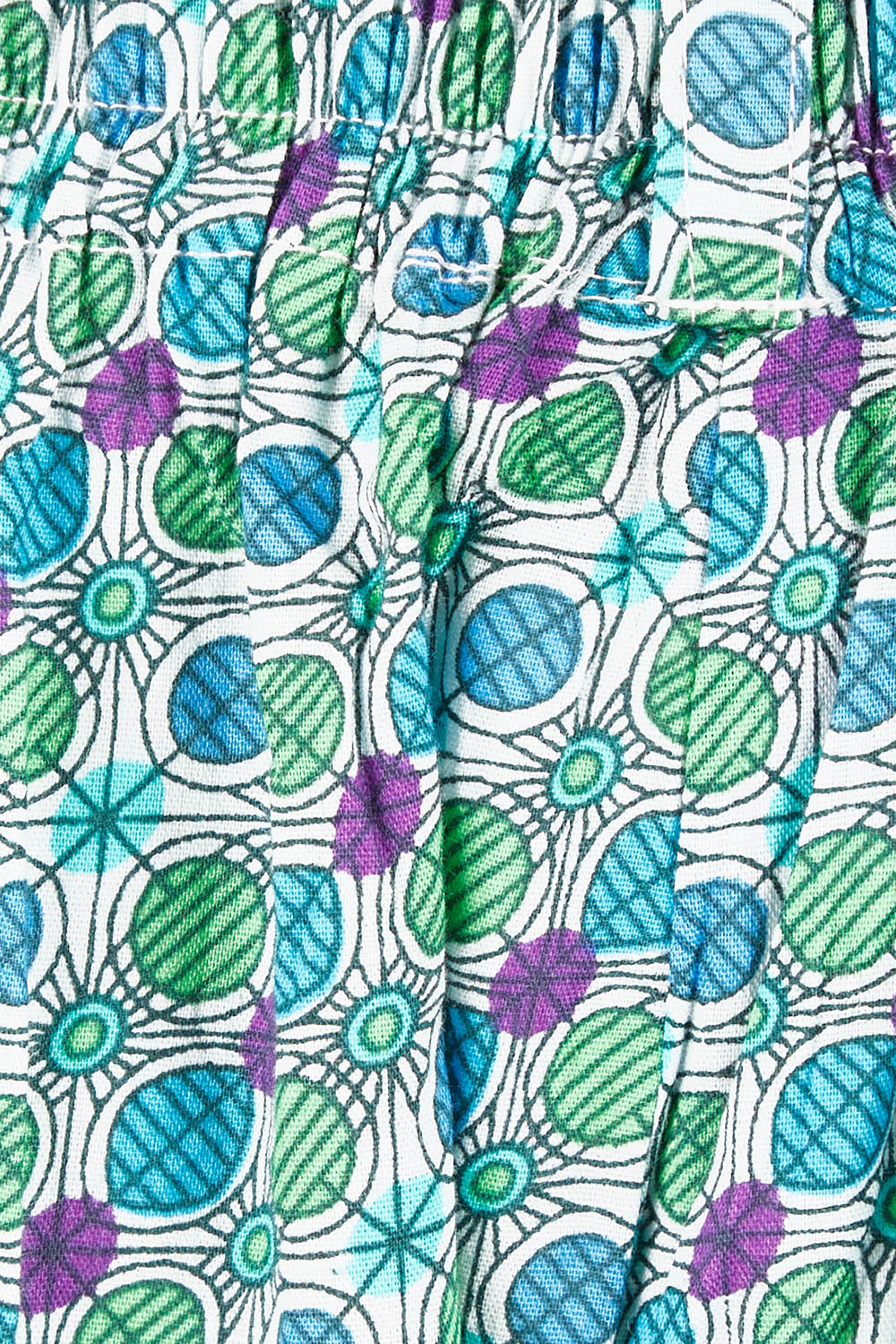 Product shot of the Henley Pant in colour Emmaprint (Blue), detail