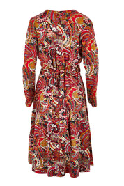 Product shot of the Sunburst Cotton Wrap Dress in colour Hackney, from the back