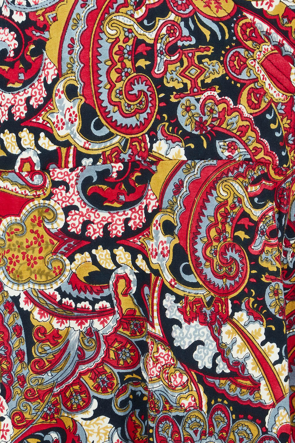Product shot of the Sunburst Cotton Wrap Dress in colour Hackney, detail