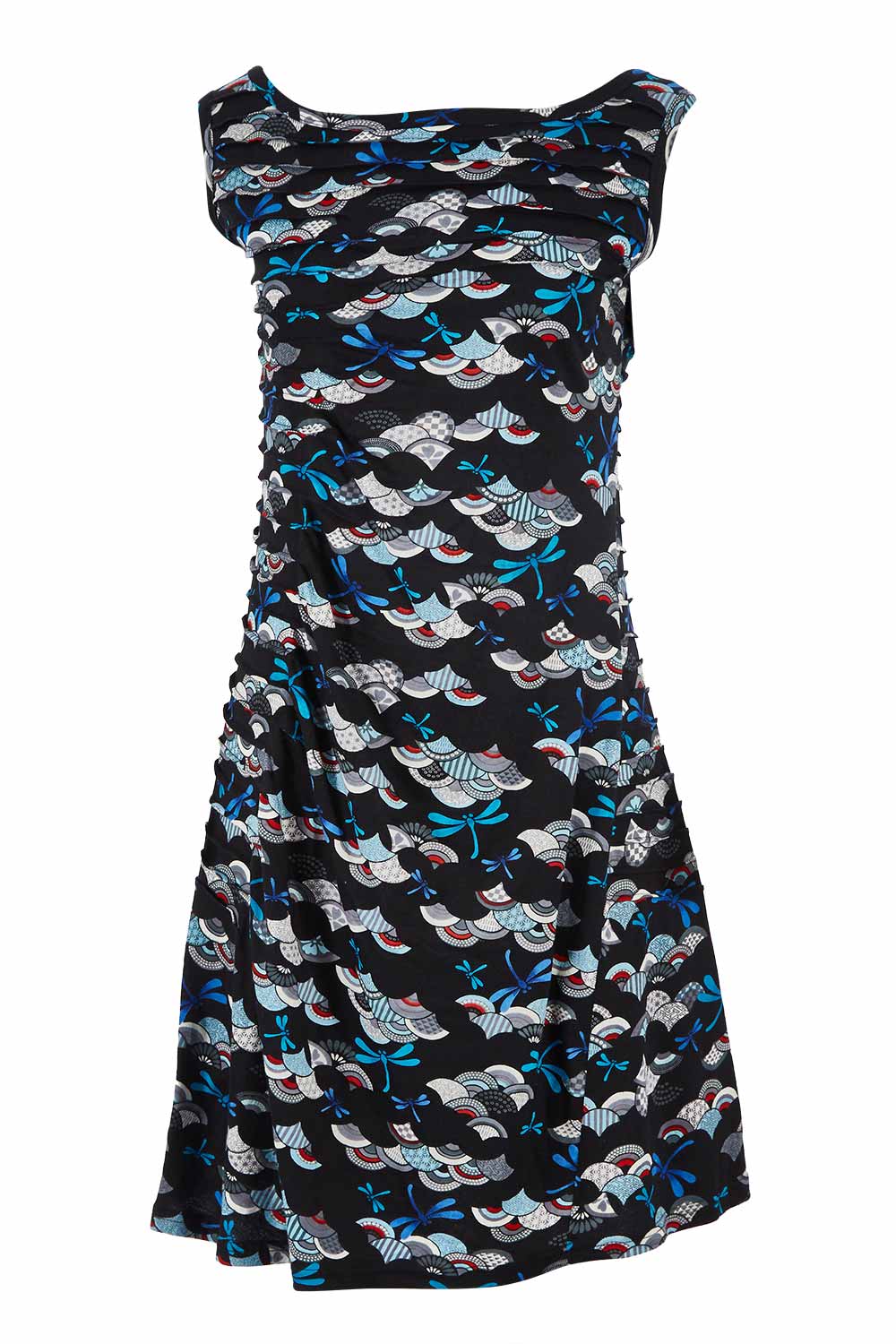 Product shot of the Camden Tunic in colour Kobe (Black), from the front