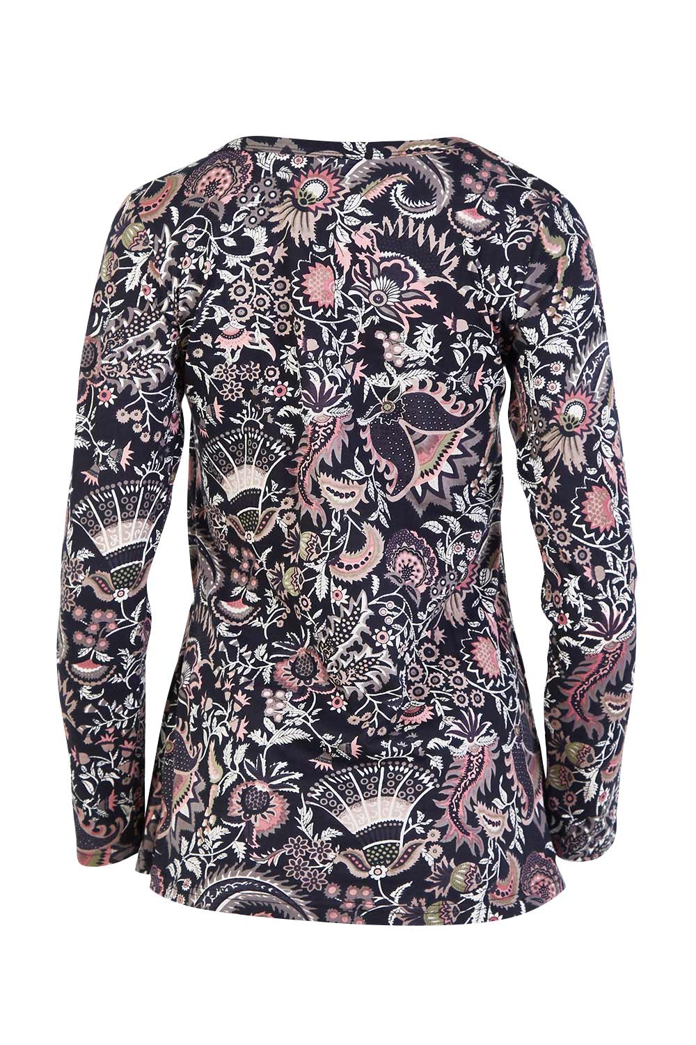 Product shot of the Ingrid L/S Top in colour Persian (Black), from the back
