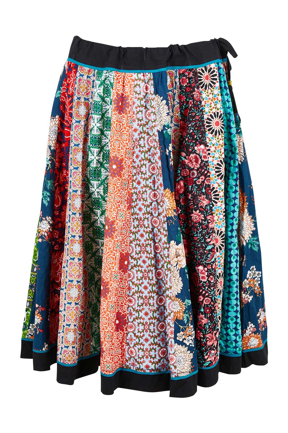 Product shot of the Gypsy Panel Skirt in colour Multiprint (Blue), from the front