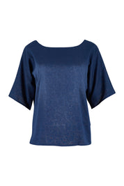 Product shot of the Ruth Reversible Top in colour Geneva, detail