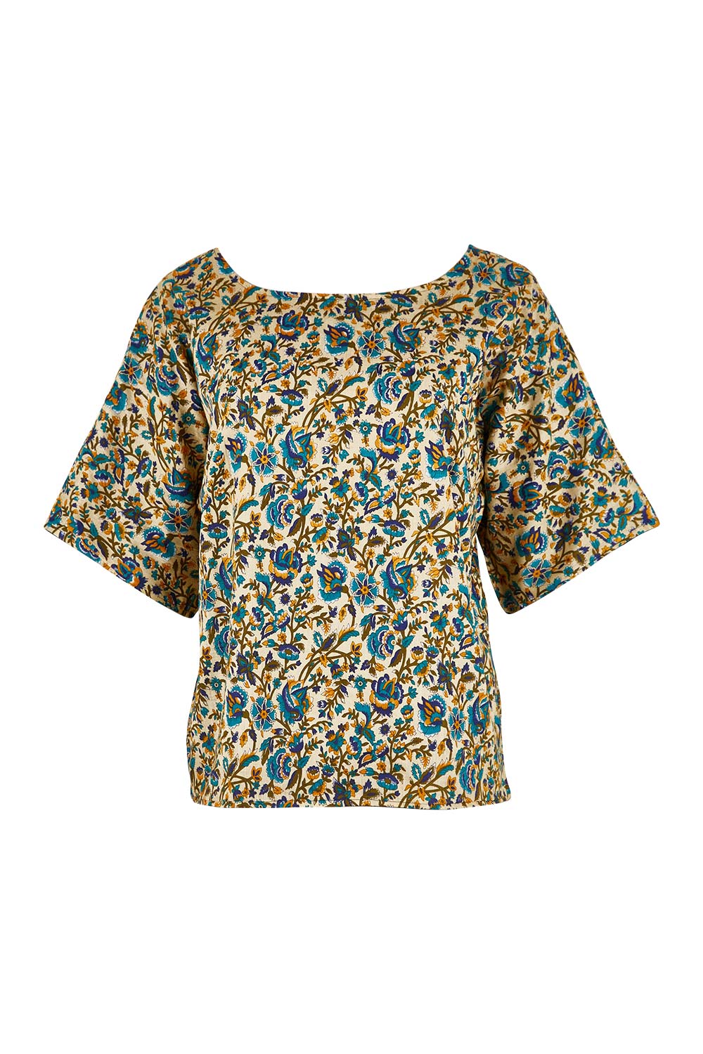 Product shot of the Ruth Reversible Top in colour Geneva, from the front