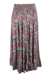 Product shot of the Gigi Maxi Skirt in colour Miamiprint (Green), from the back