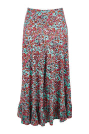 Product shot of the Gigi Maxi Skirt in colour Miamiprint (Green), from the front