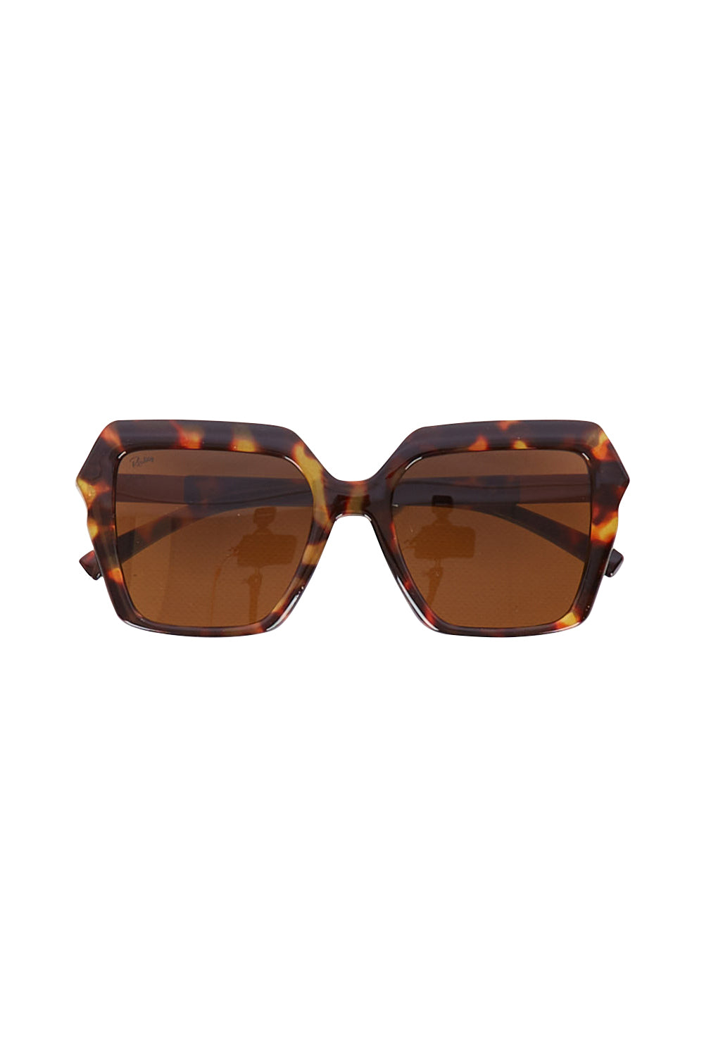Product shot of the Danceteria Square Sunglasses in colour Turtle, from the front