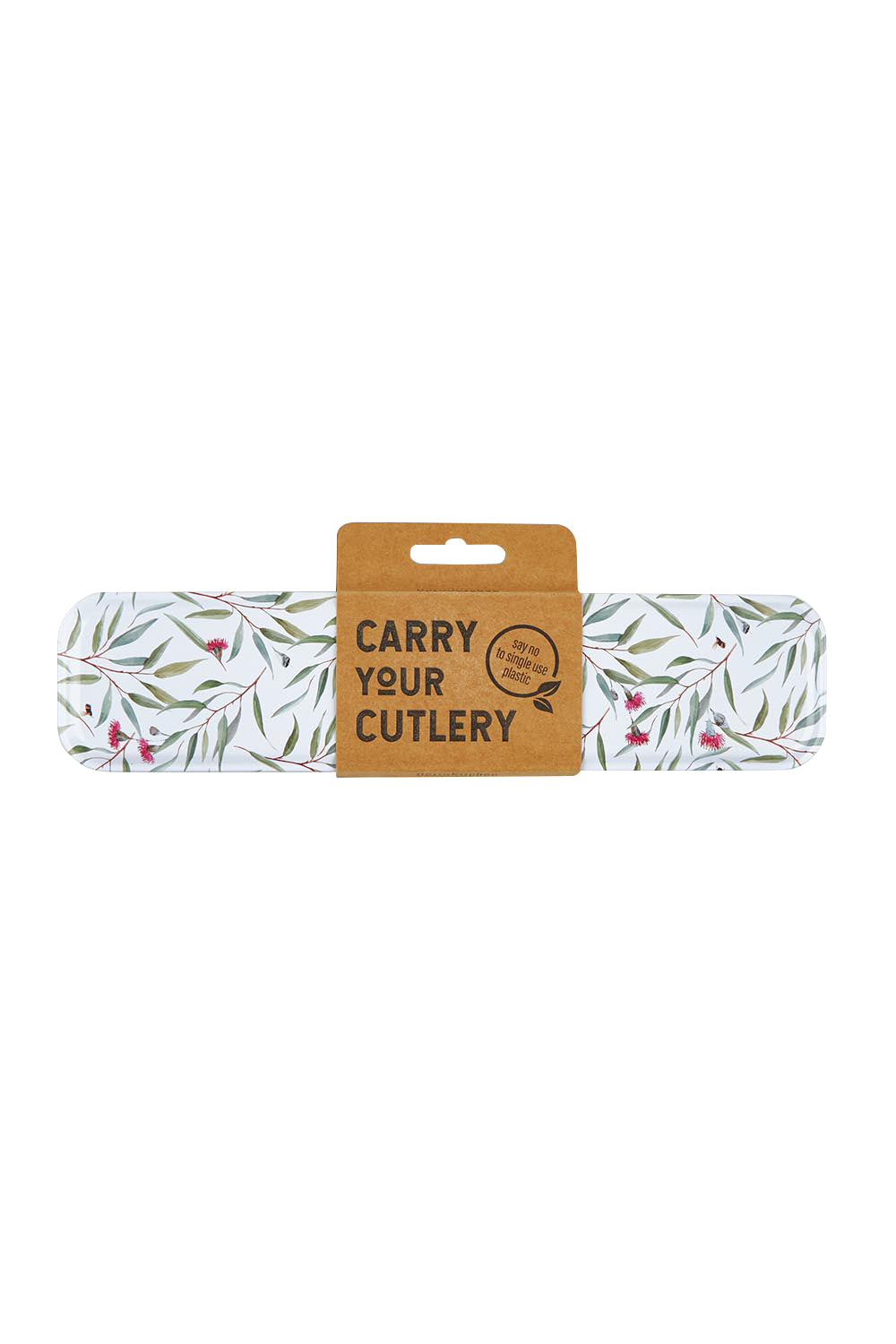 Product shot of the Carry Your  Stainless Steel Cutlery Set in colour Eucalyptus (Green), from the front