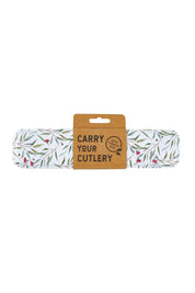 Product shot of the Carry Your  Stainless Steel Cutlery Set in colour Eucalyptus (Green), from the front
