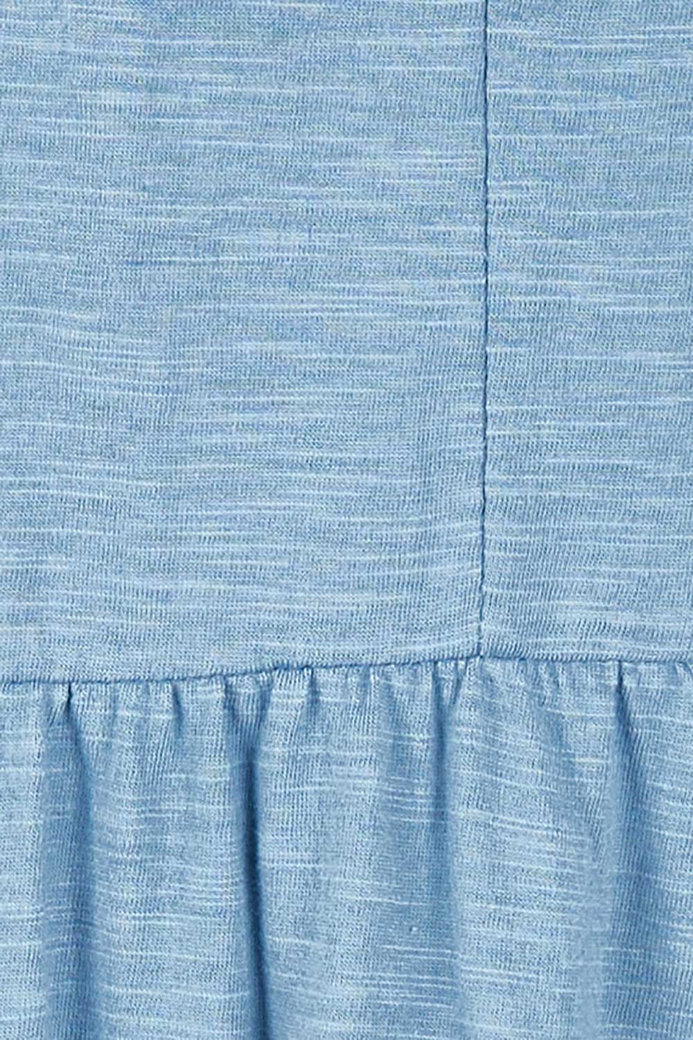 Product shot of the Audrey Layered Dress in colour Denim (Blue), detail
