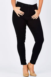 Model Laura wearing size 12 of the Hi Rider Skinny Jean in colour ExBlack (Black), from the front, cropped image