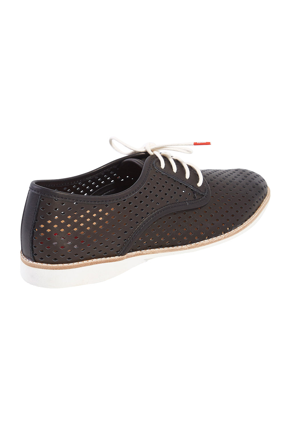 Product shot of the Derby Punch Flat in colour Black (Black), from the back