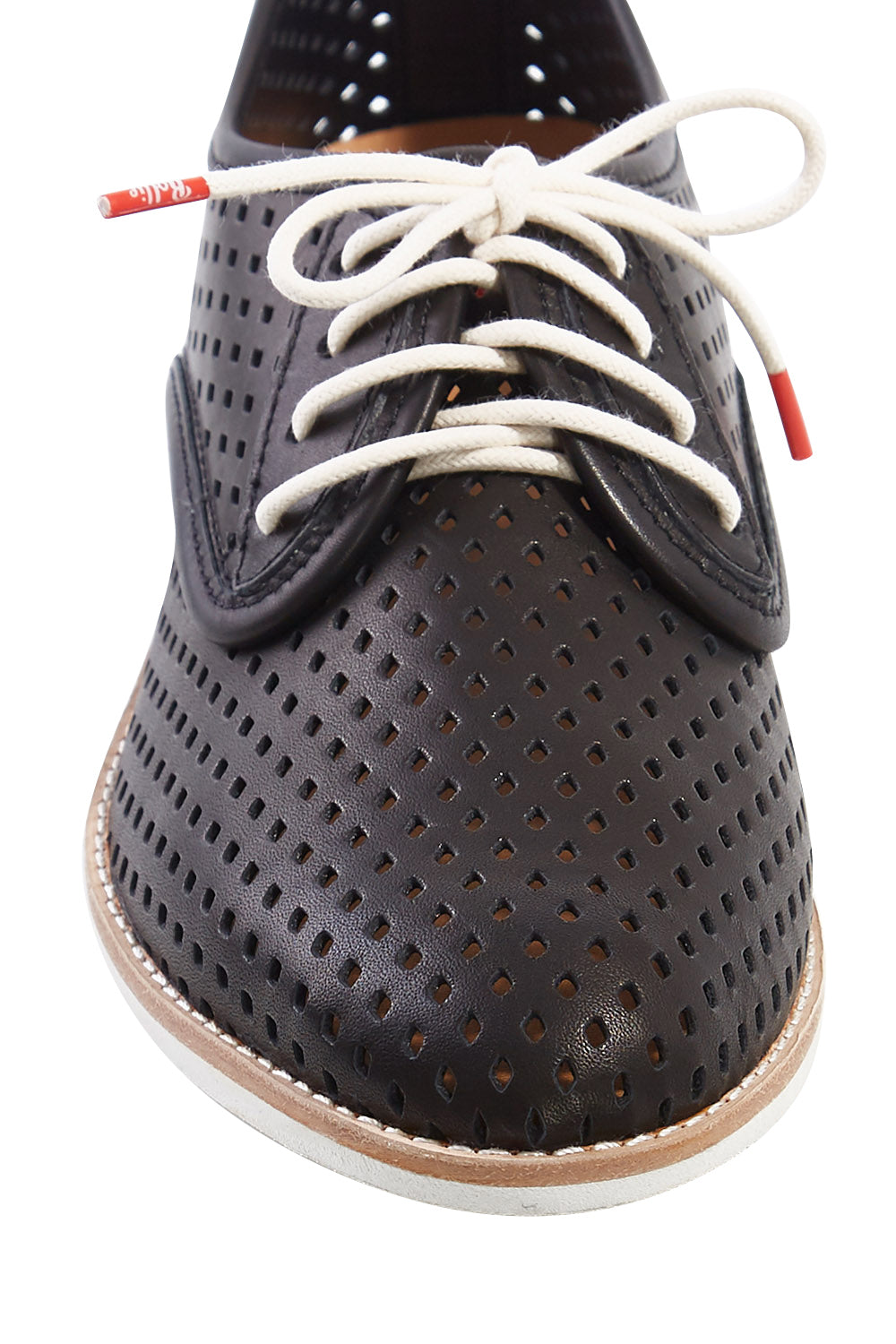 Product shot of the Derby Punch Flat in colour Black (Black), detail