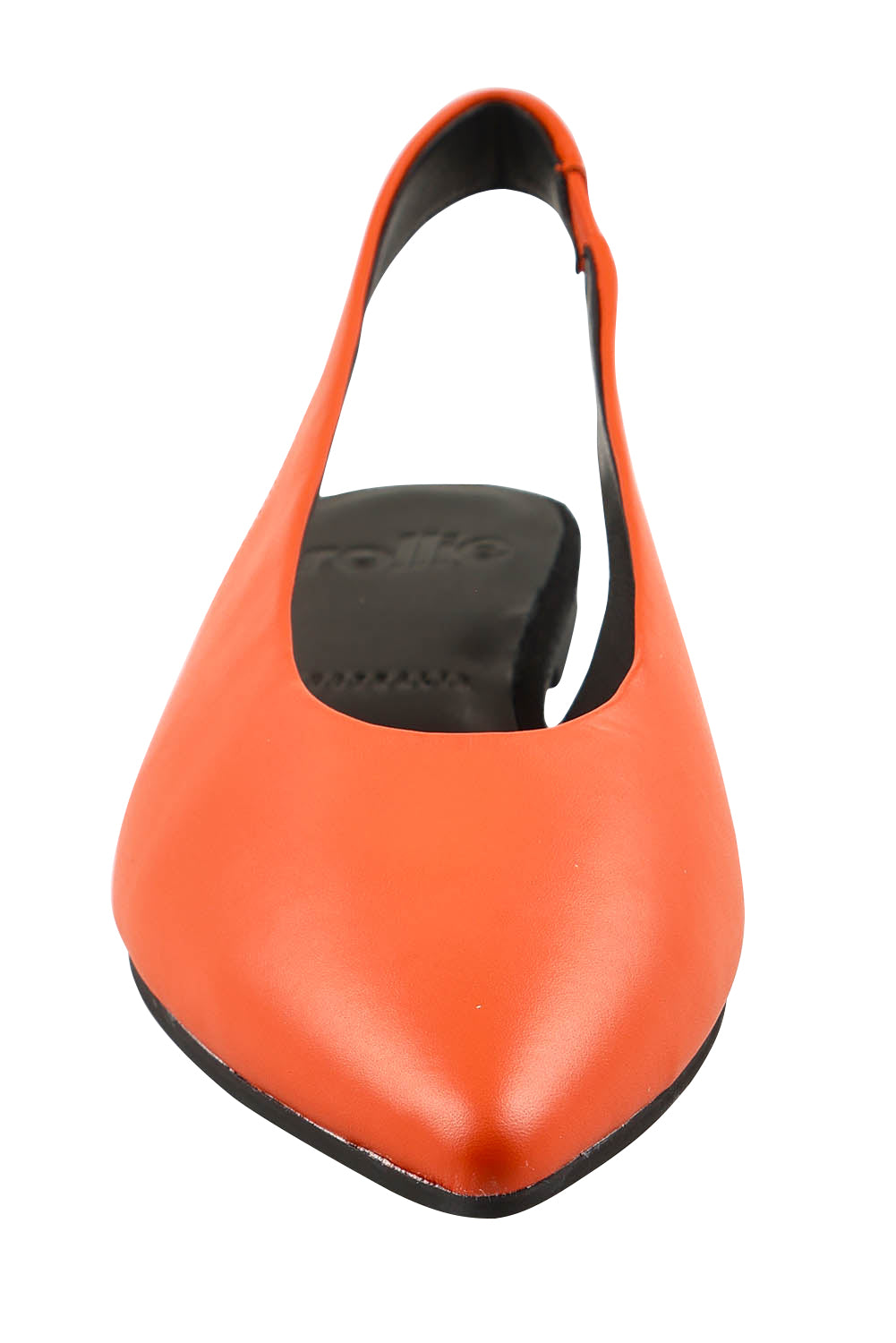 Product shot of the Pointed Slingback in colour Tangerine, detail