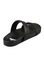 Product shot of the Tide Leather Double Strap Slide in colour Black (Black), from the back