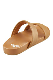 Product shot of the Tide Leather Double Strap Slide in colour Softtan, from the back