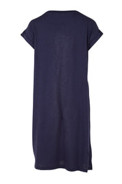 Product shot of the Roxie Nursing Dress in colour Navy (Blue), from the back