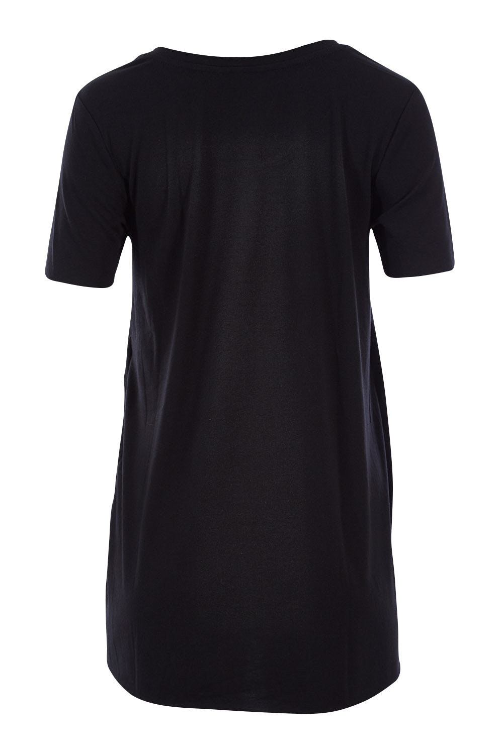 Product shot of the Short Sleeve Nursing Maternity Tee in colour Black (Black), from the back