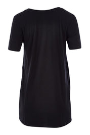 Product shot of the Short Sleeve Nursing Maternity Tee in colour Black (Black), from the back