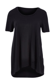 Product shot of the Short Sleeve Nursing Maternity Tee in colour Black (Black), from the front