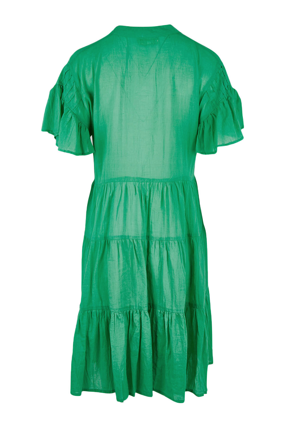 Product shot of the Abigail Dress in colour Emerald (Green), from the back