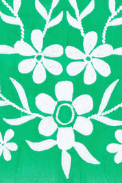 Product shot of the Andaman Cotton Midi Dress in colour Emerald (Green), detail