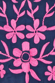 Product shot of the Andaman Cotton Midi Dress in colour Navy (Blue), detail