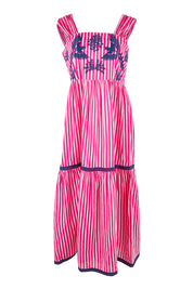 Product shot of the Antibes Cotton Maxi Dress in colour Pink (Pink), from the front