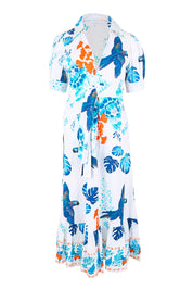 Product shot of the Buzios Dress – Print in colour Print, from the front