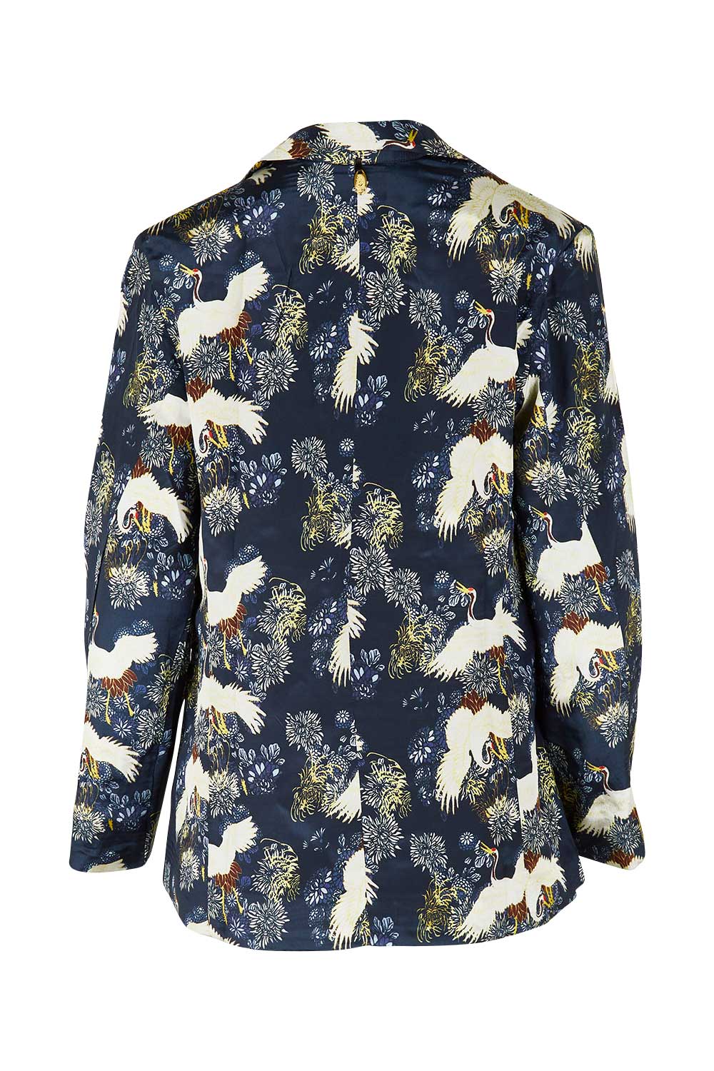 Product shot of the Carlotta Jacket in colour Navy (Blue), from the back