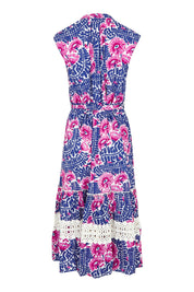 Product shot of the Catembe Cotton Midi Dress in colour Navy (Blue), from the back