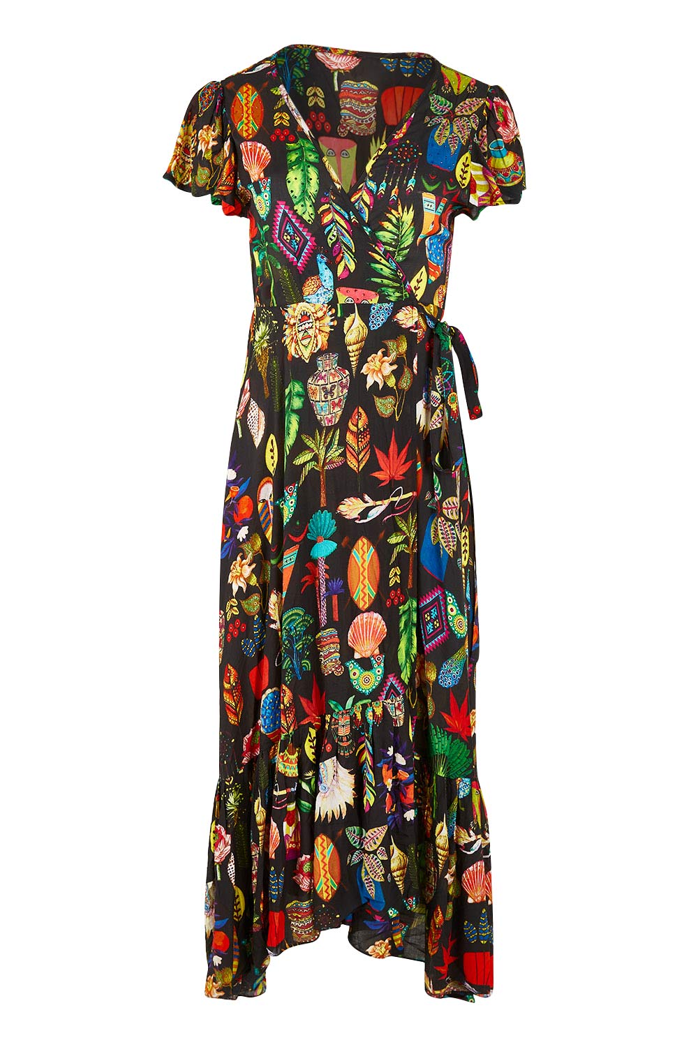 Product shot of the Crawford Wrap in colour Black (Black), from the front