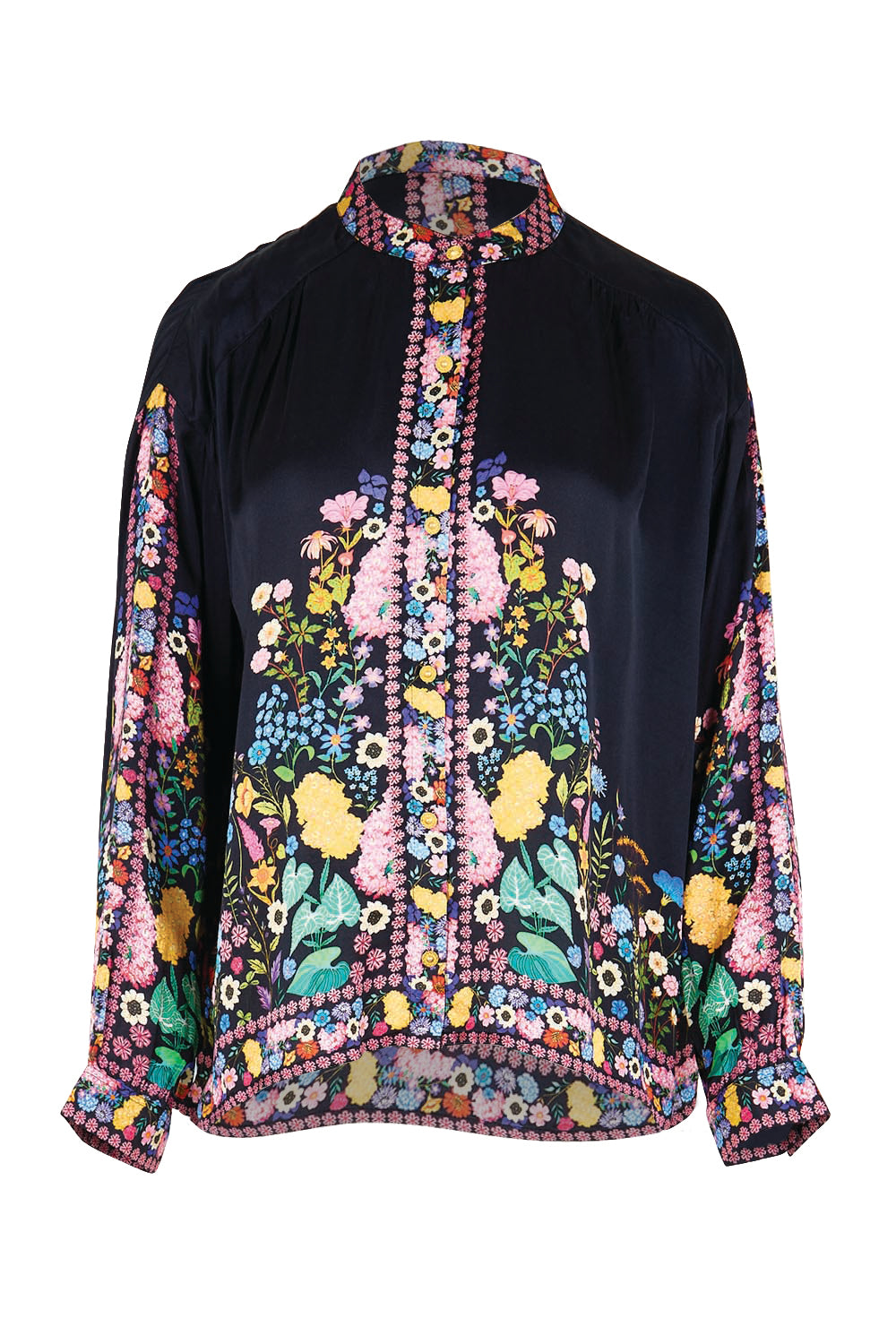 Product shot of the Delicia Shirt – Black in colour Black, from the front